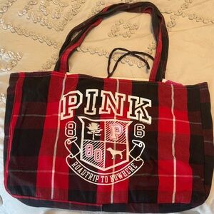 PINK Victoria's Secret Red and Black Crest Tote